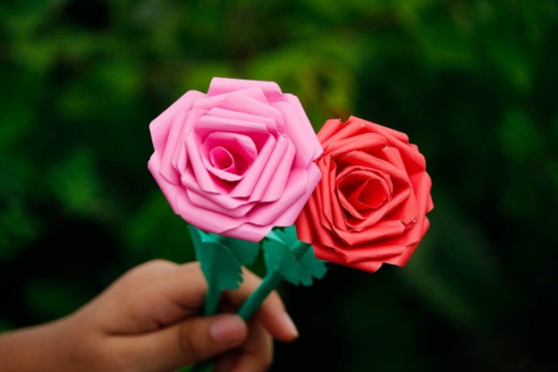 origami rose plant